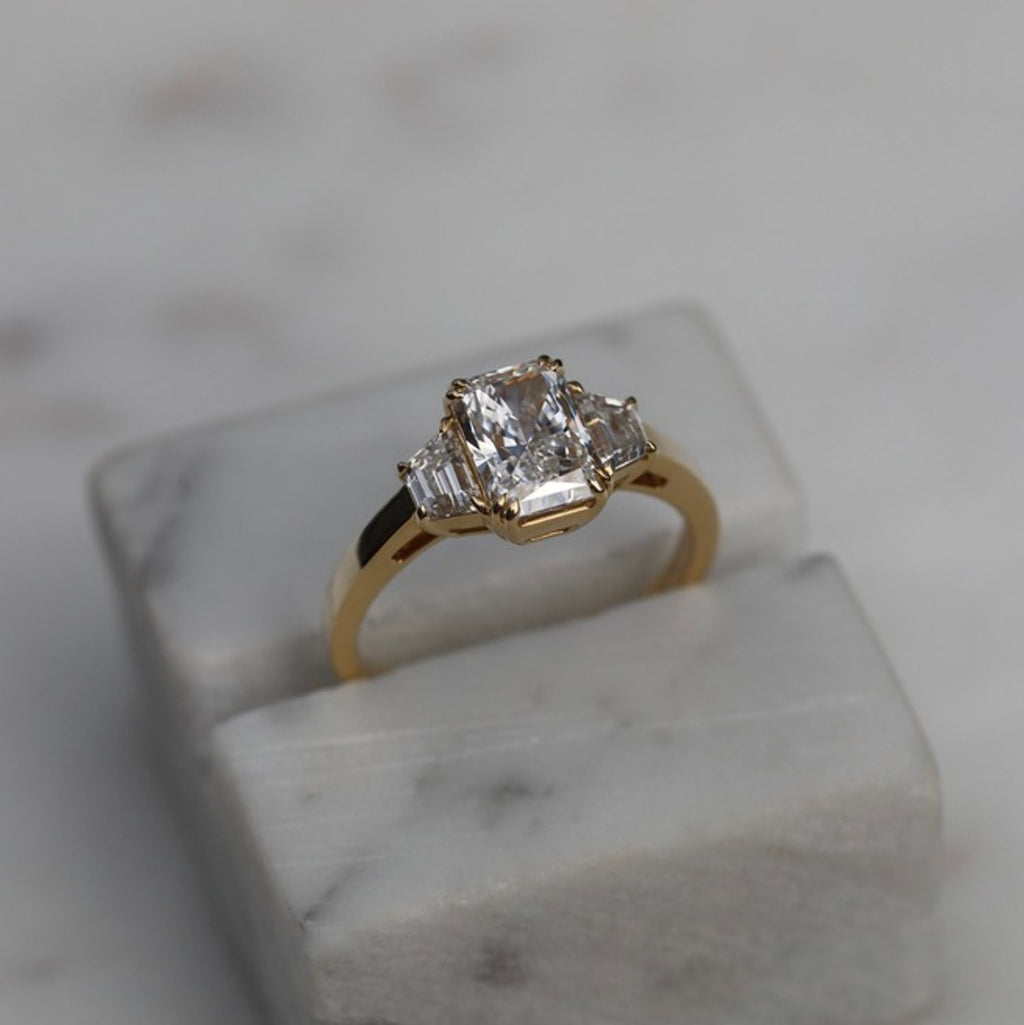 1.50 CT Radiant Three Stones Lab Grown Diamond Diamond Engagement Ring