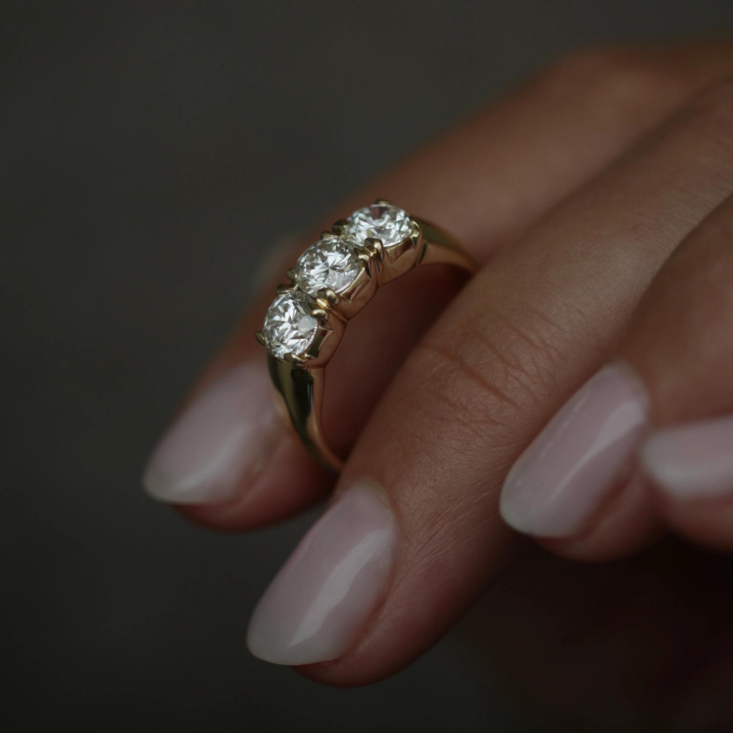 1.50 CT Round Three Stones Lab Grown Diamond Wedding Band