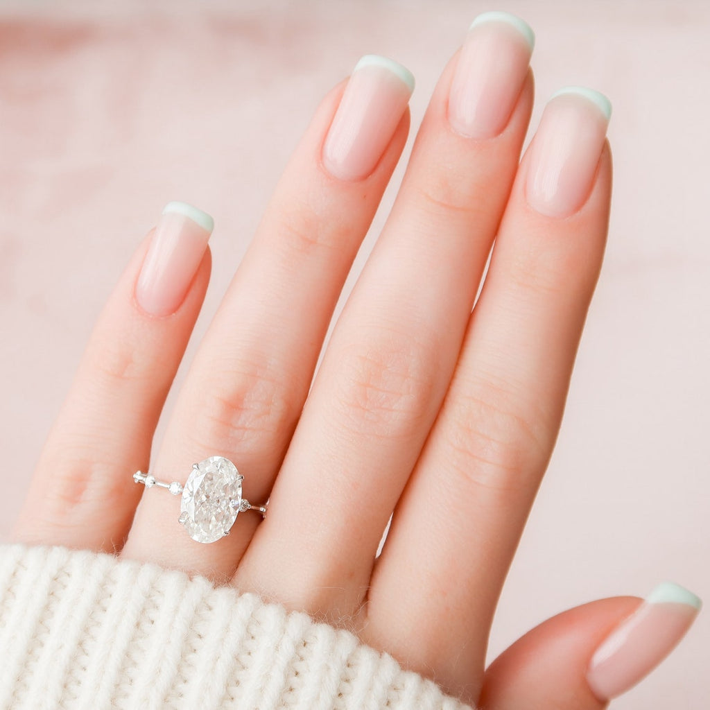 3.5 CT Oval Cut Dainty Moissanite Engagement Ring 2