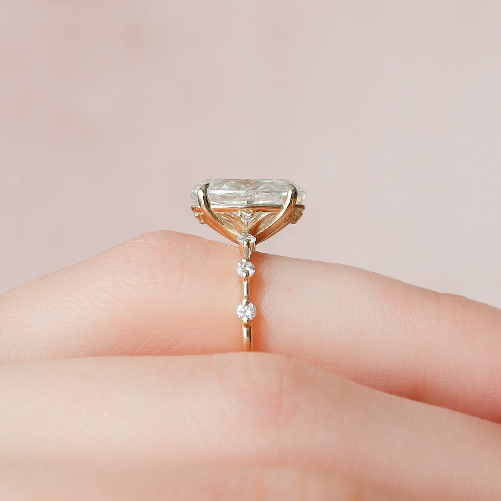 3.5 CT Oval Cut Dainty Moissanite Engagement Ring 6