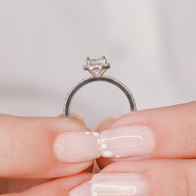 Cushion Halo & Pave Lab Grown Diamond Engagement Ring