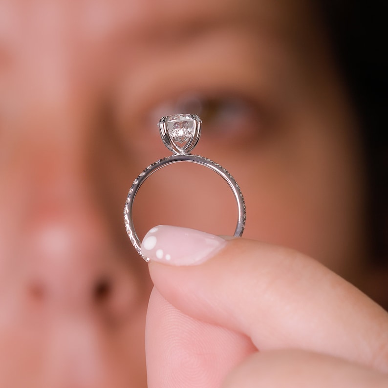 Round Pave Lab Grown Diamond Engagement Ring