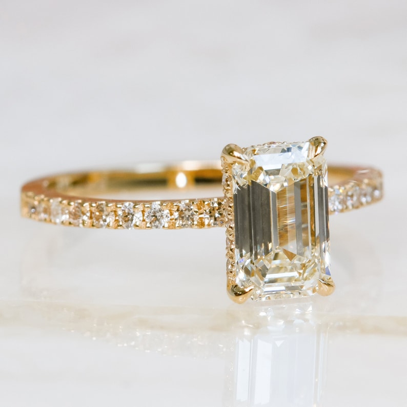 Emerald Pave Lab Grown Diamond Engagement Ring