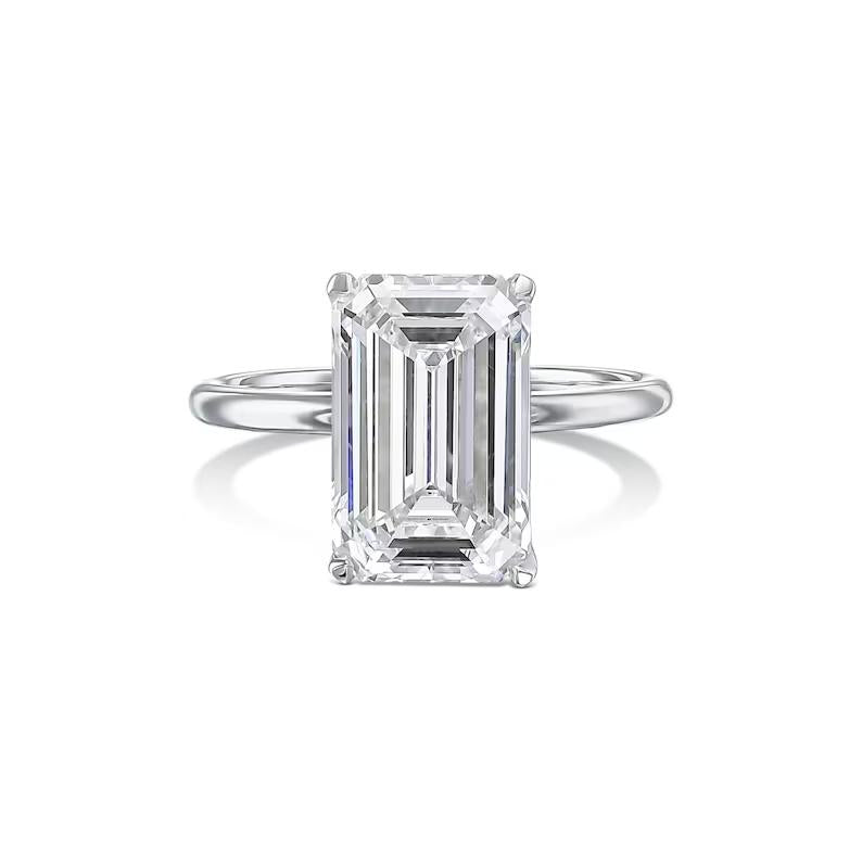 Emerald Solitaire Lab Grown Diamond Engagement Ring
