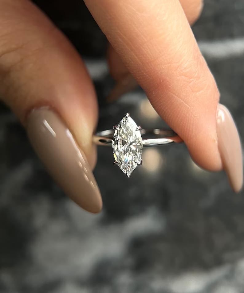 Marquise Solitaire Lab Grown Diamond Engagement Ring