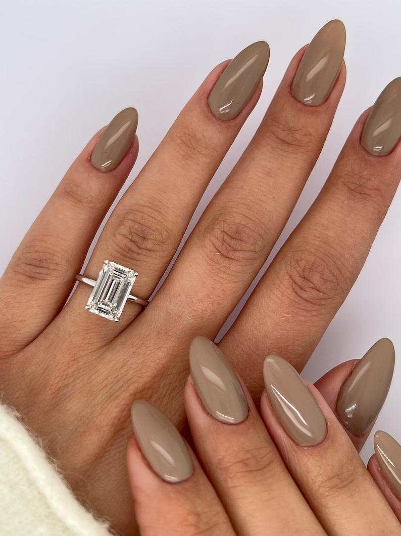 Emerald Solitaire Lab Grown Diamond Engagement Ring