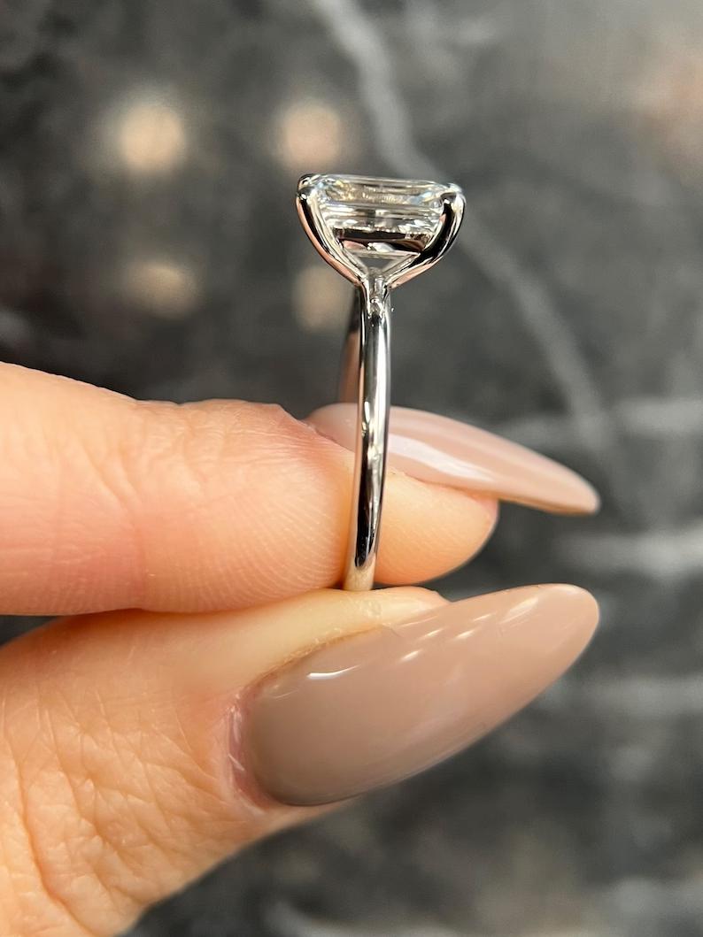 Emerald Solitaire Lab Grown Diamond Engagement Ring