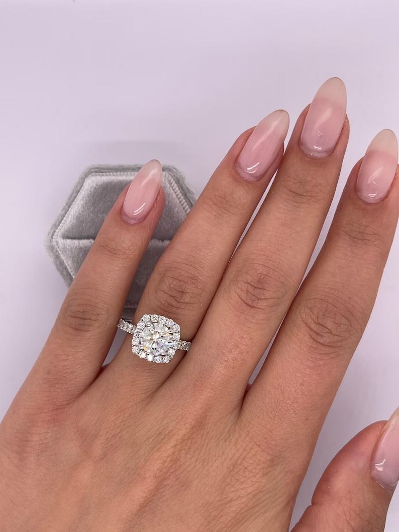 Round Halo & Pave Lab Grown Diamond Engagement Ring