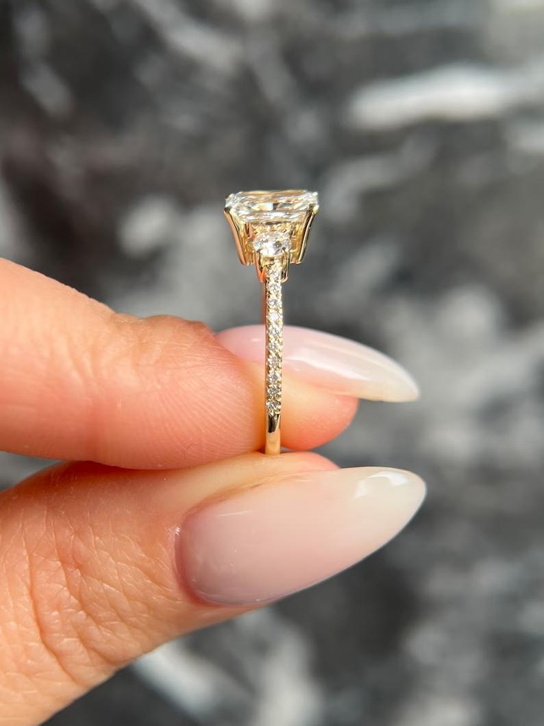 1.0 CT Radiant Three Stone Lab Grown Diamond Engagement Ring
