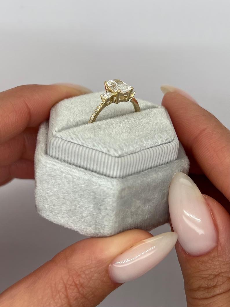 1.0 CT Radiant Three Stone Lab Grown Diamond Engagement Ring
