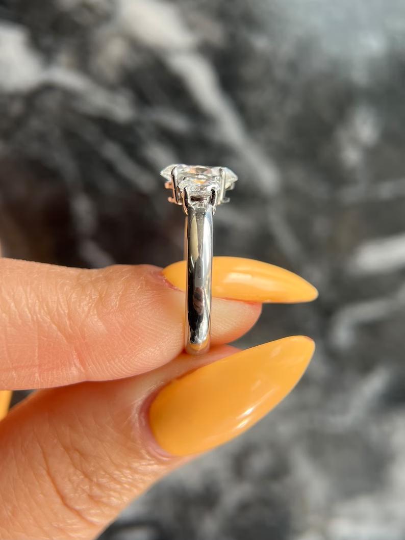 1.50 CT Oval Three Stones Lab Grown Diamond Engagement Ring