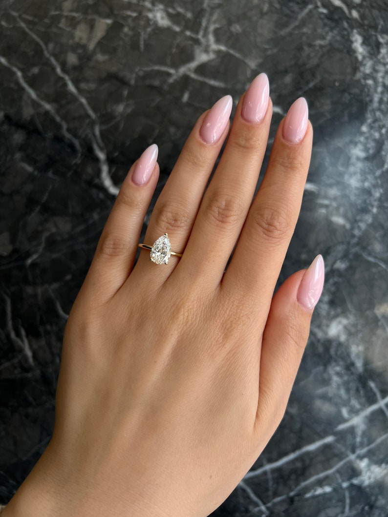 Pear Solitaire Lab Grown Diamond Engagement Ring