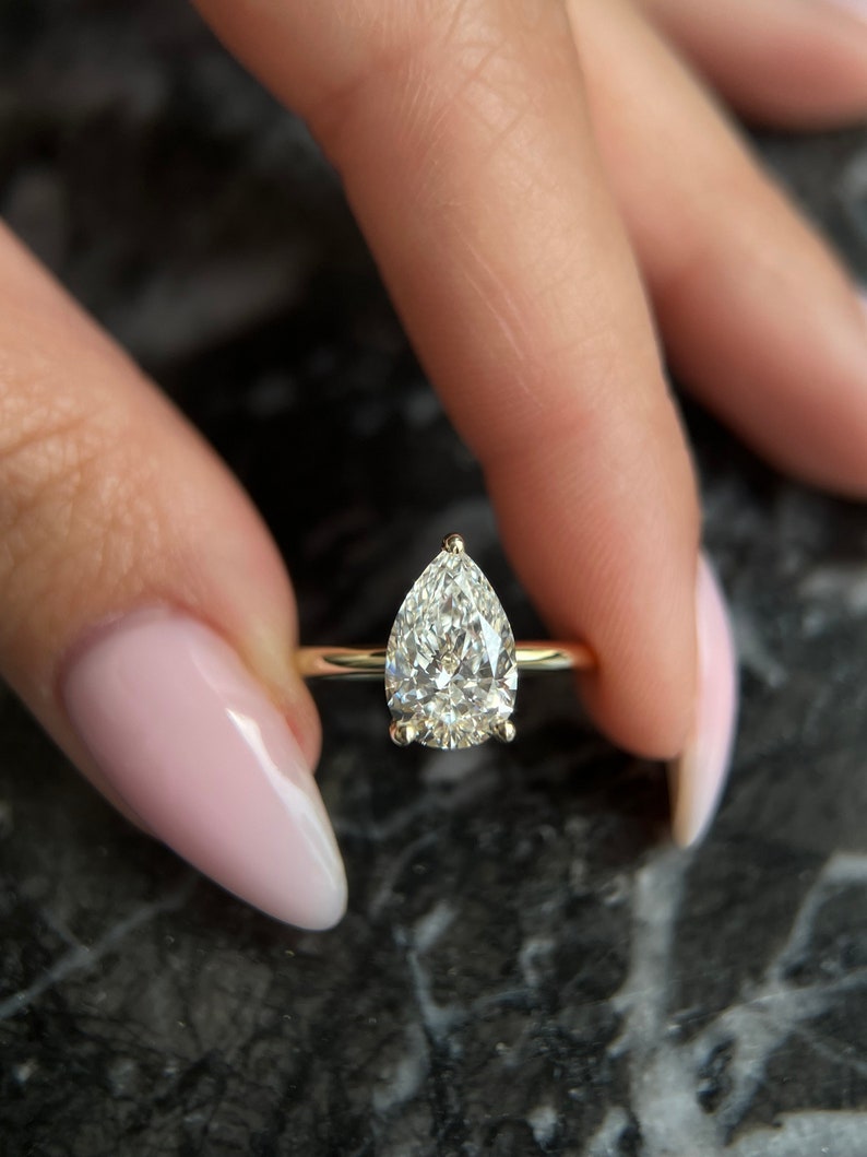 Pear Solitaire Lab Grown Diamond Engagement Ring