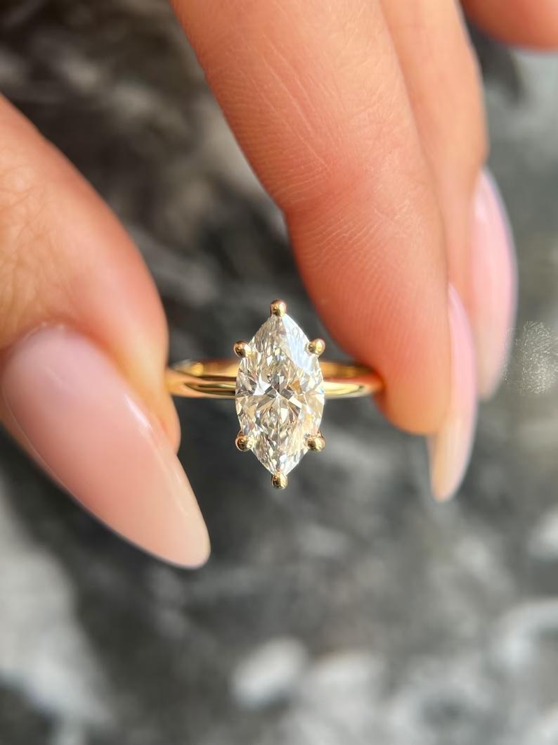 Marquise Solitaire Lab Grown Diamond Engagement Ring