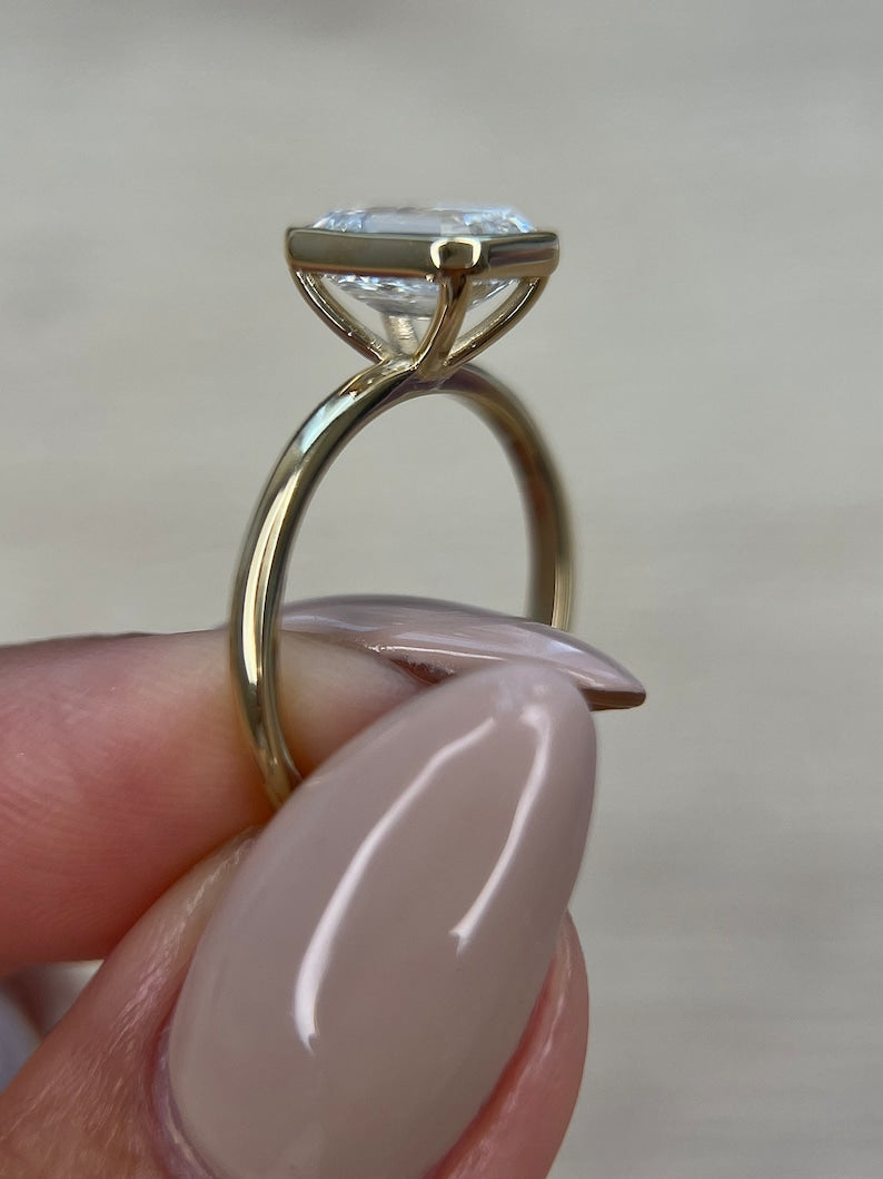 Emerald Bezel Lab Grown Diamond Engagement Ring