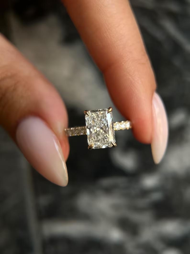 Radiant Pave Lab Grown Diamond Engagement Ring