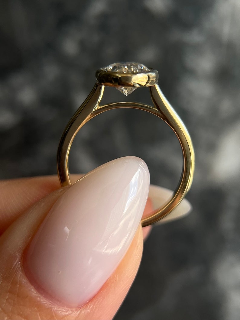 Oval Bezel Solitaire Lab Grown Diamond Engagement Ring