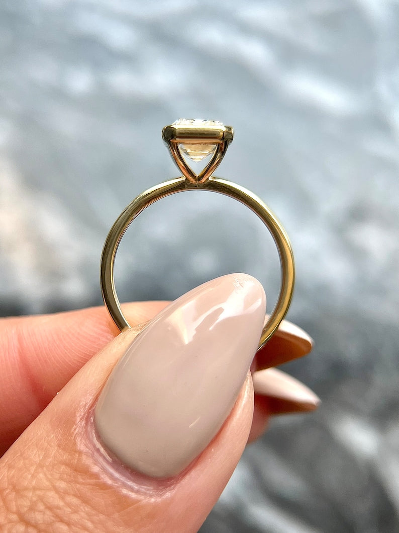 Emerald Bezel Lab Grown Diamond Engagement Ring