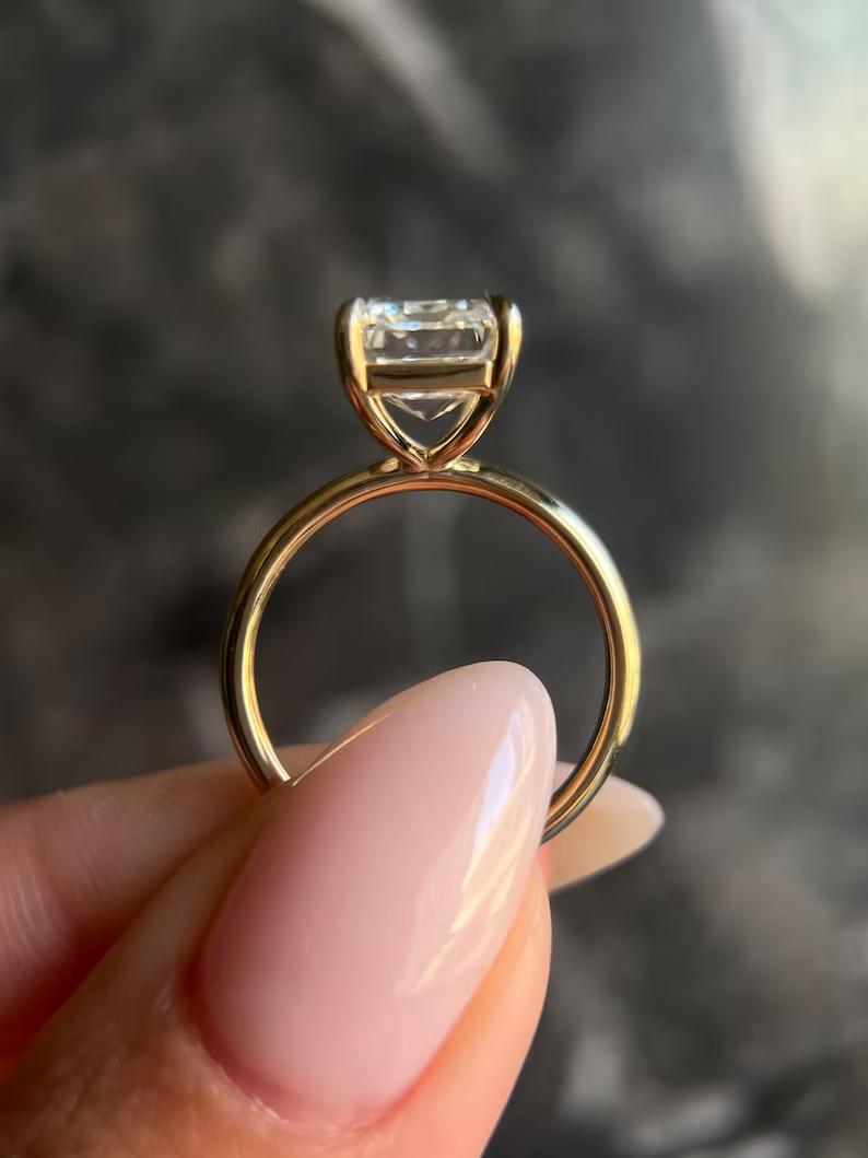 Emerald Solitaire Lab Grown Diamond Engagement Ring