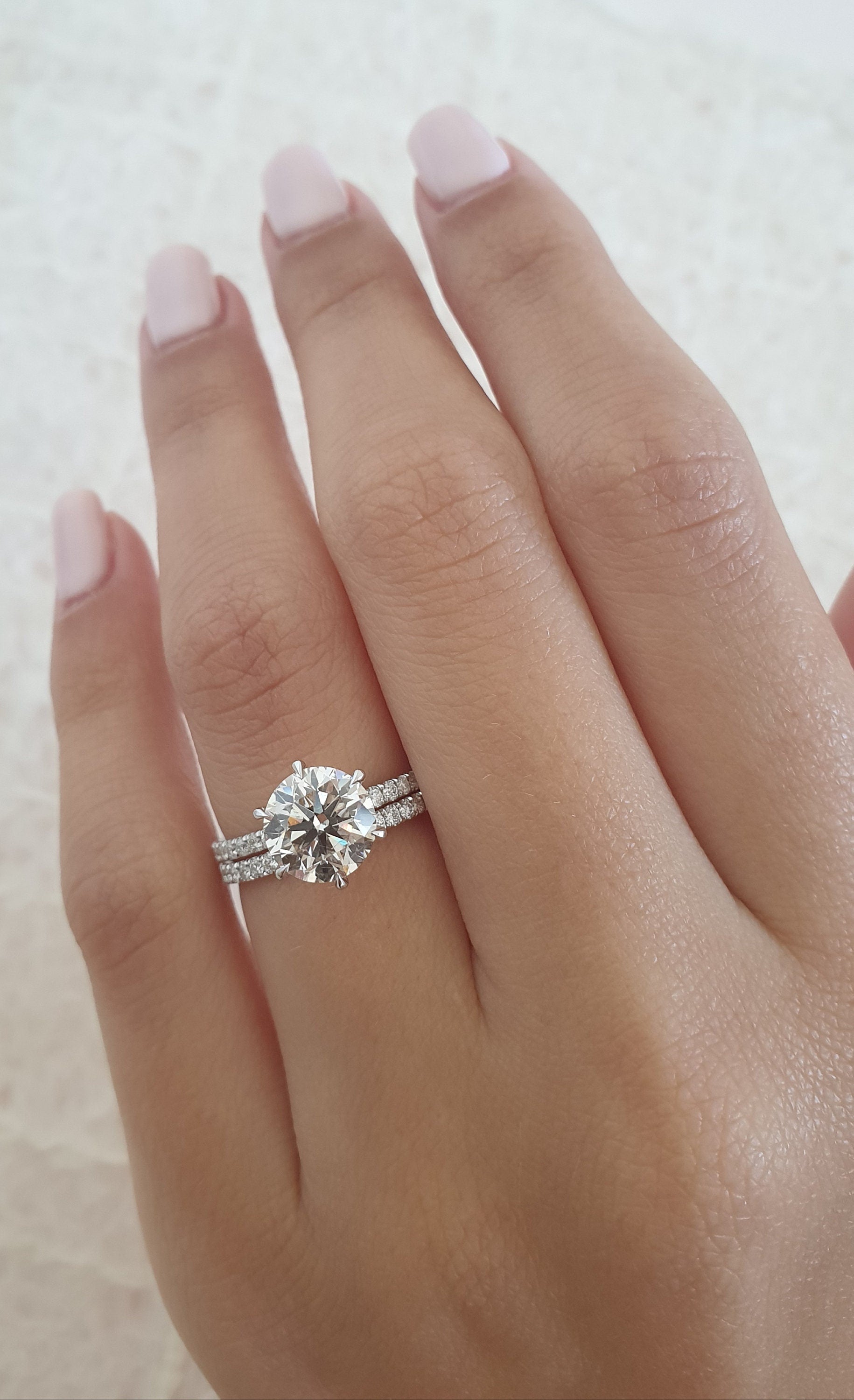 Round Cut Pave Lab Grown Diamond Engagement Ring