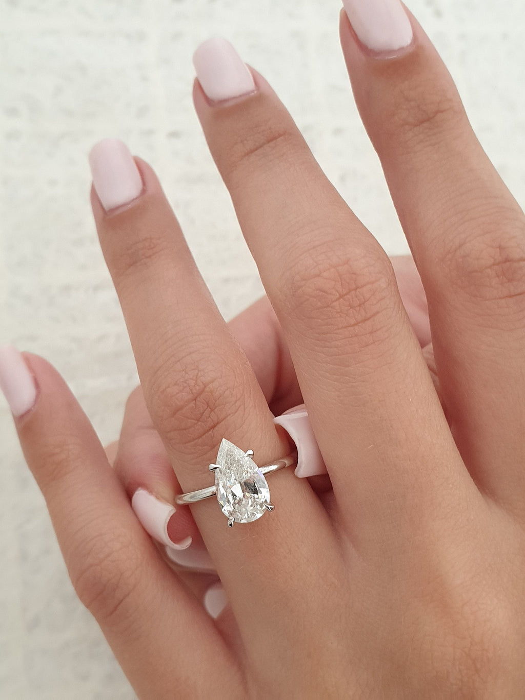 Pear Hidden Halo Lab Grown Diamond Engagement Ring