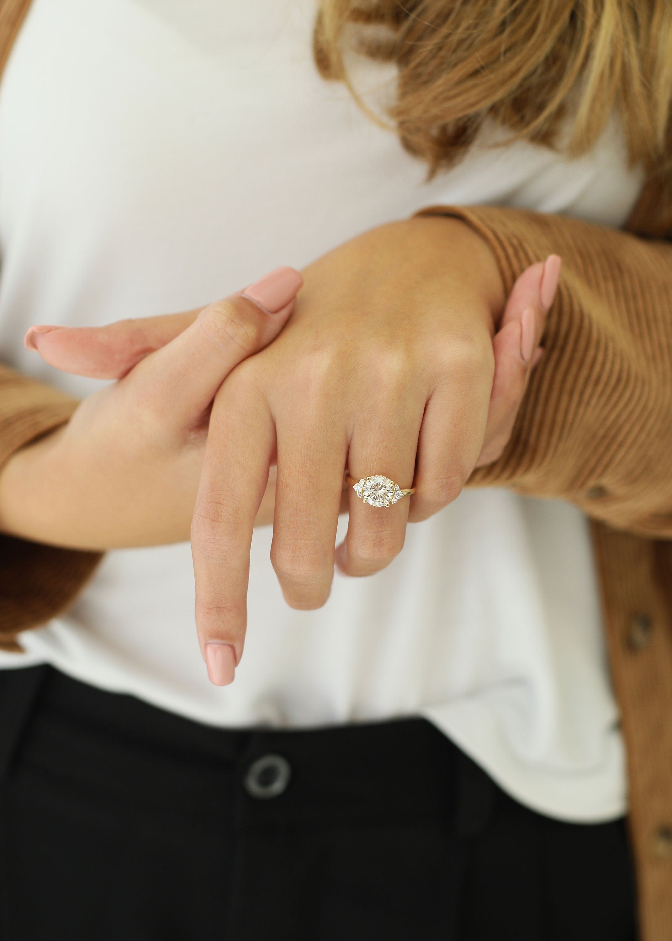 Round Cluster Lab Grown Diamond Engagement Ring