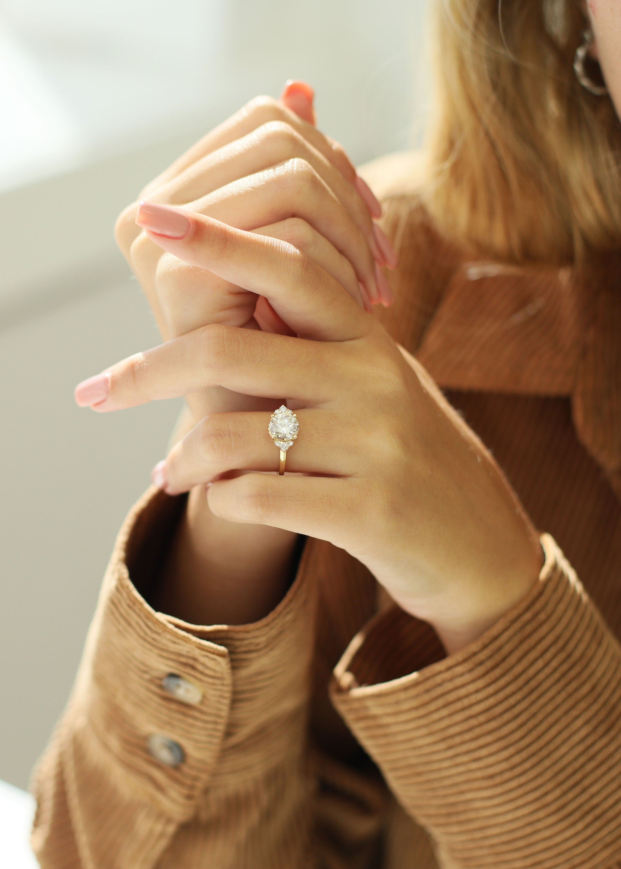 Round Cluster Lab Grown Diamond Engagement Ring