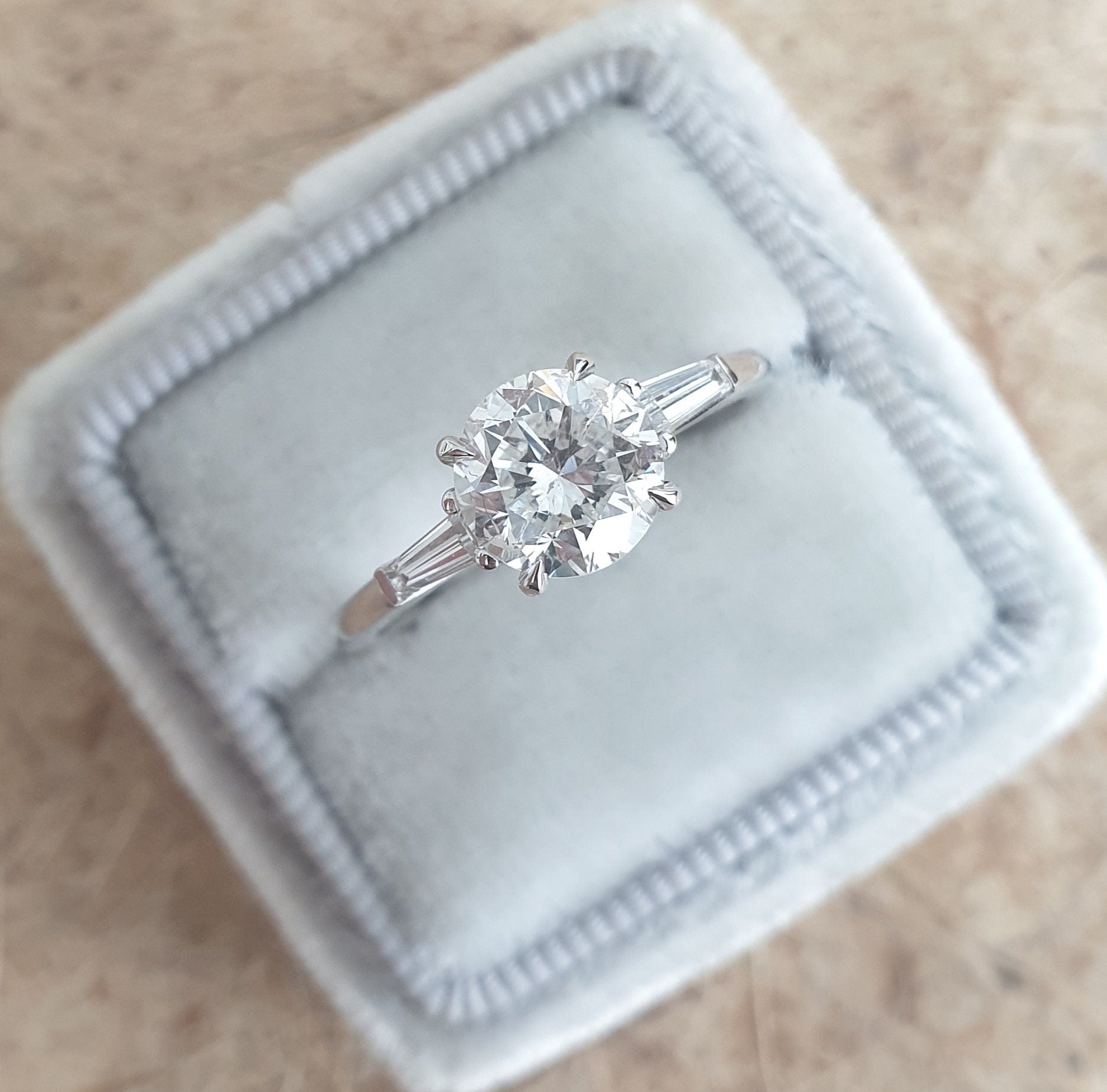 1.31 CT Round Three Stones Lab Grown Diamond Engagement Ring