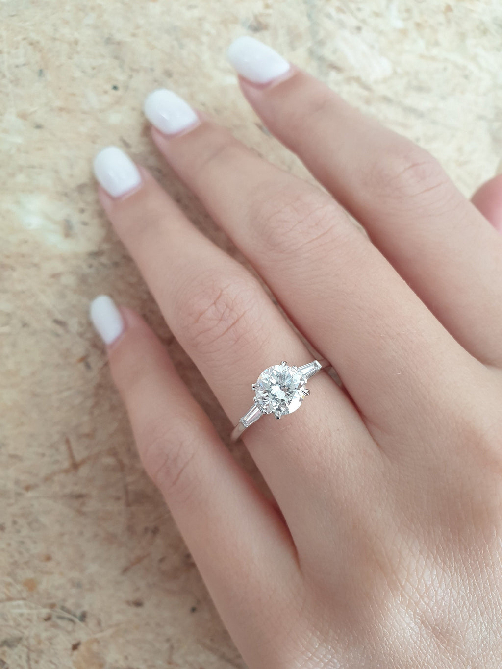1.31 CT Round Three Stones Lab Grown Diamond Engagement Ring