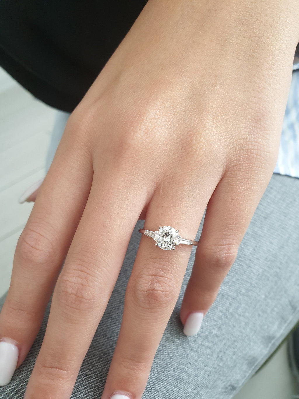 1.31 CT Round Three Stones Lab Grown Diamond Engagement Ring