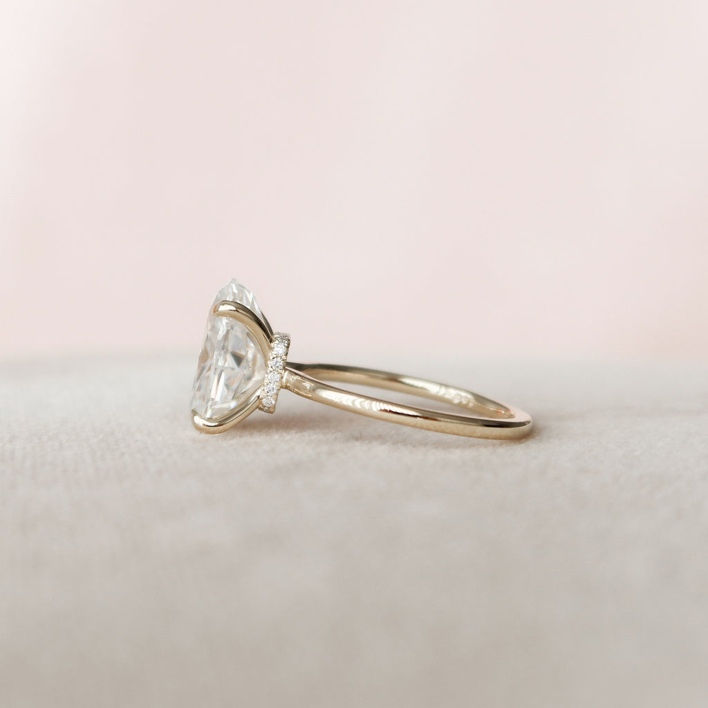4.0 CT Oval Hidden Halo Setting Moissanite Engagement Ring 6