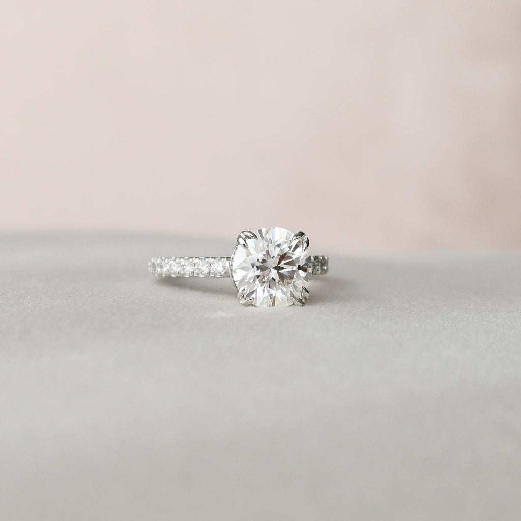 2.0 CT Round Hidden Halo Pave Moissanite Engagement Ring 6