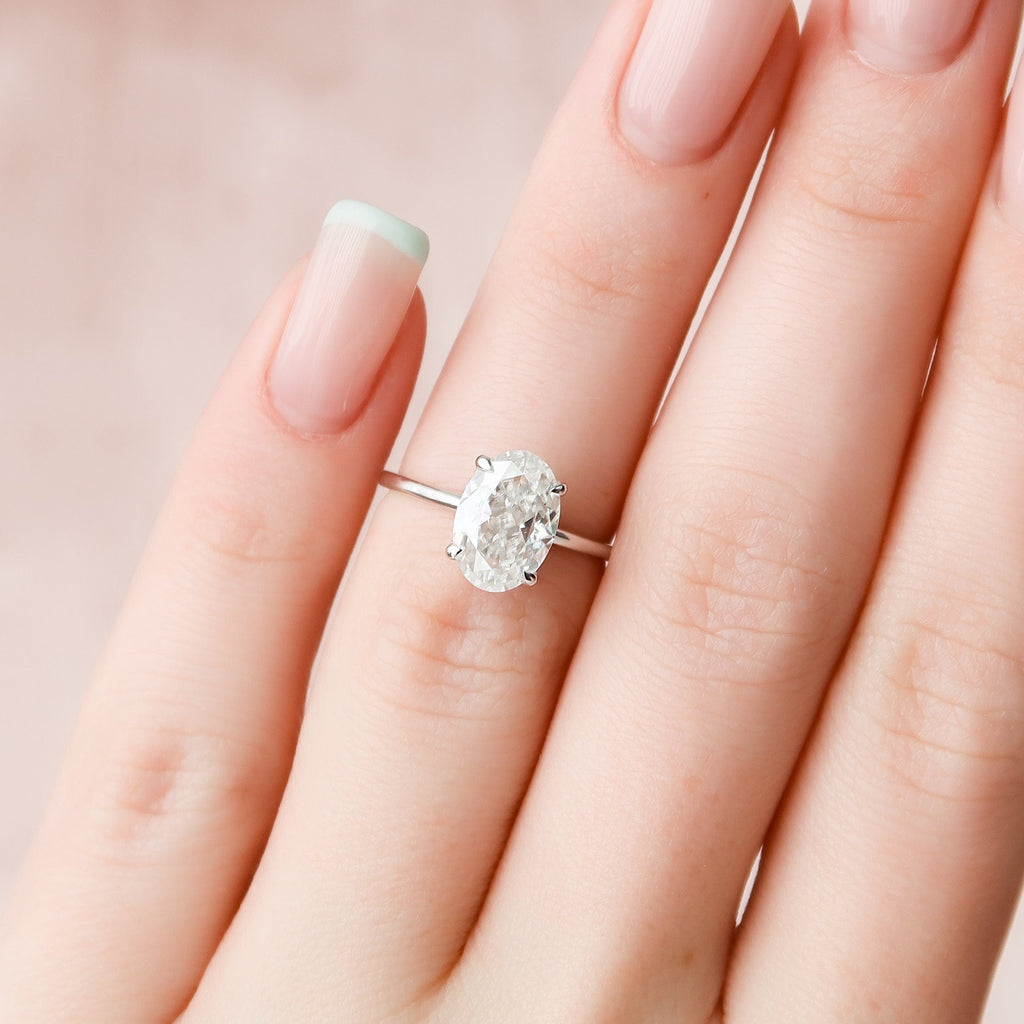 2.0 CT Oval Hidden Halo Moissanite Engagement Ring 1