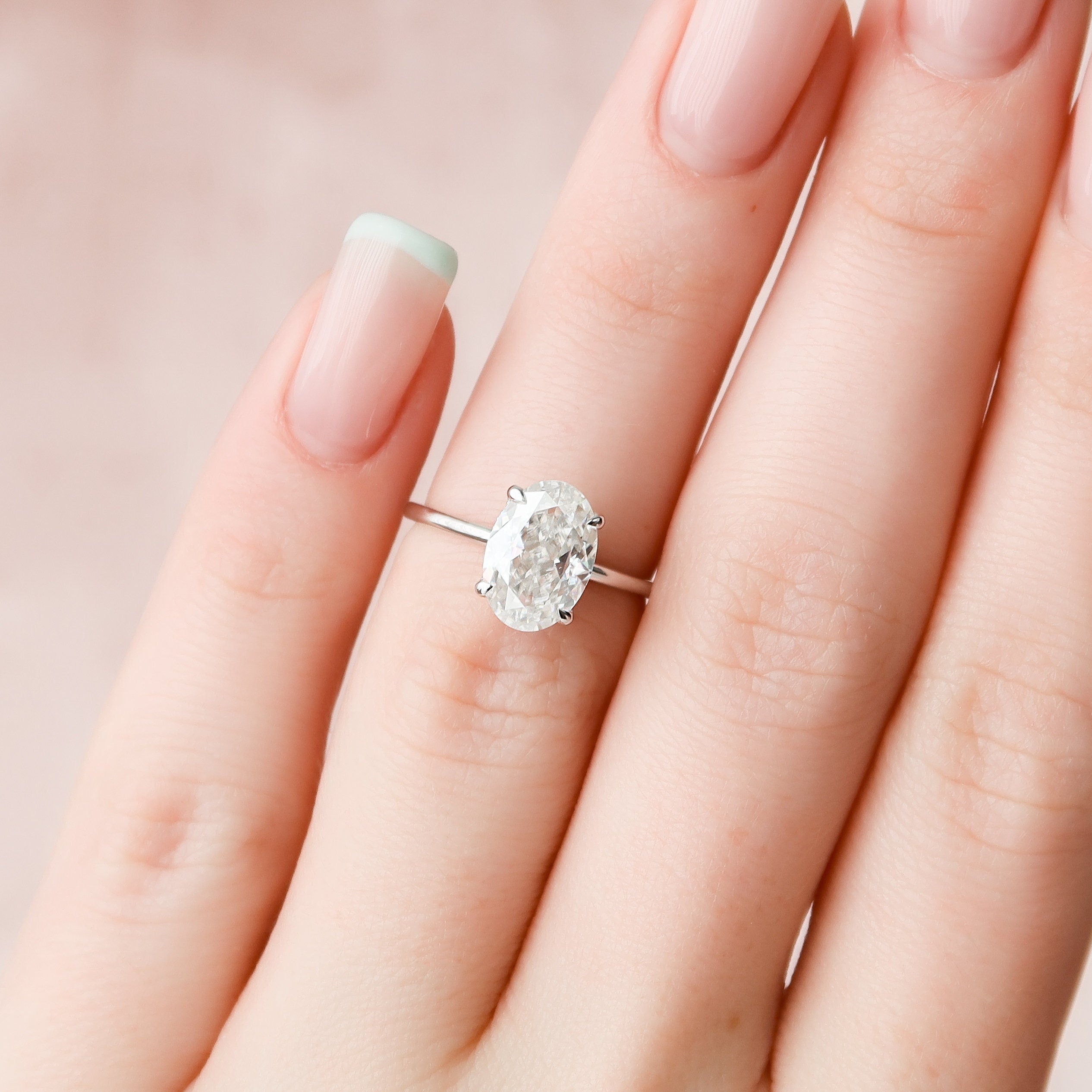 2.0 CT Oval Hidden Halo Moissanite Engagement Ring 1