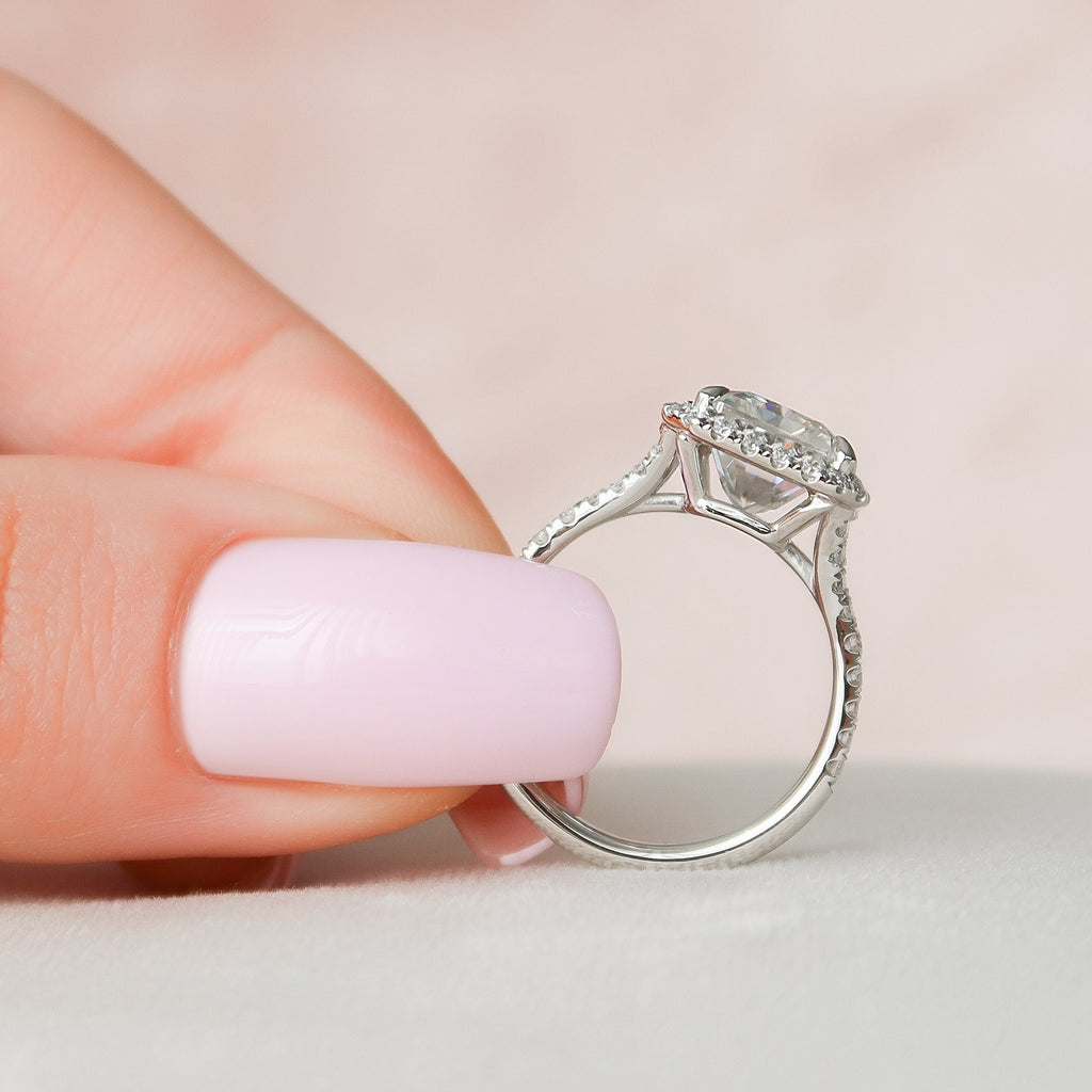 5.50 CT Radiant Halo & Pave Split Shank Moissanite Engagement Ring 4