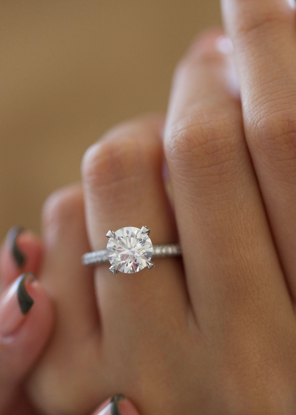 Round Cut Pave Lab Grown Diamond Engagement Ring