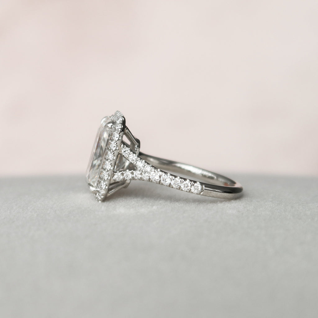5.50 CT Radiant Halo & Pave Split Shank Moissanite Engagement Ring 3