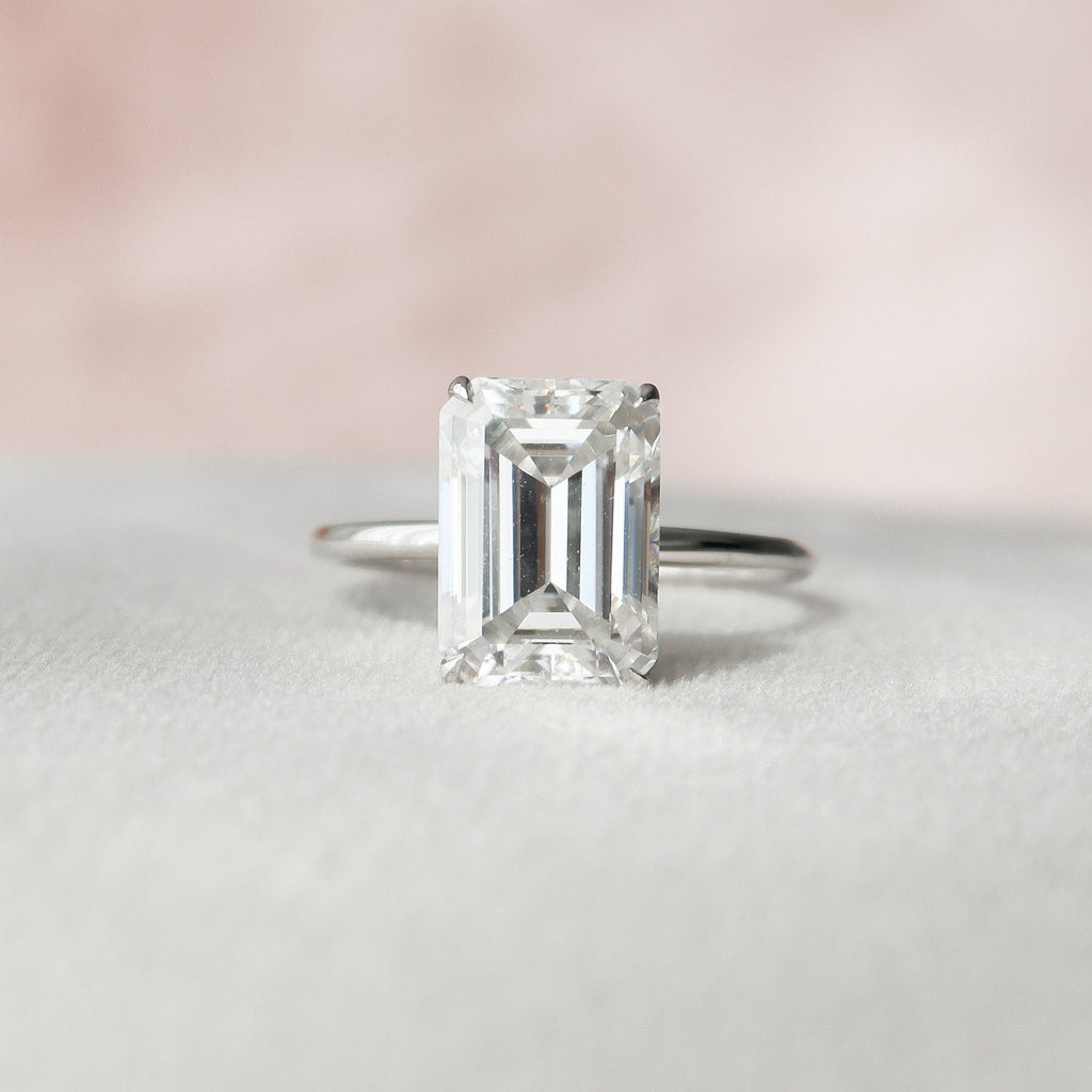 4.5 CT Emerald Solitaire Style Moissanite Engagement Ring 2