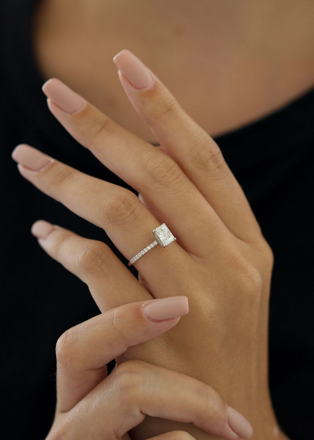 Radiant Pave Lab Grown Diamond Engagement Ring