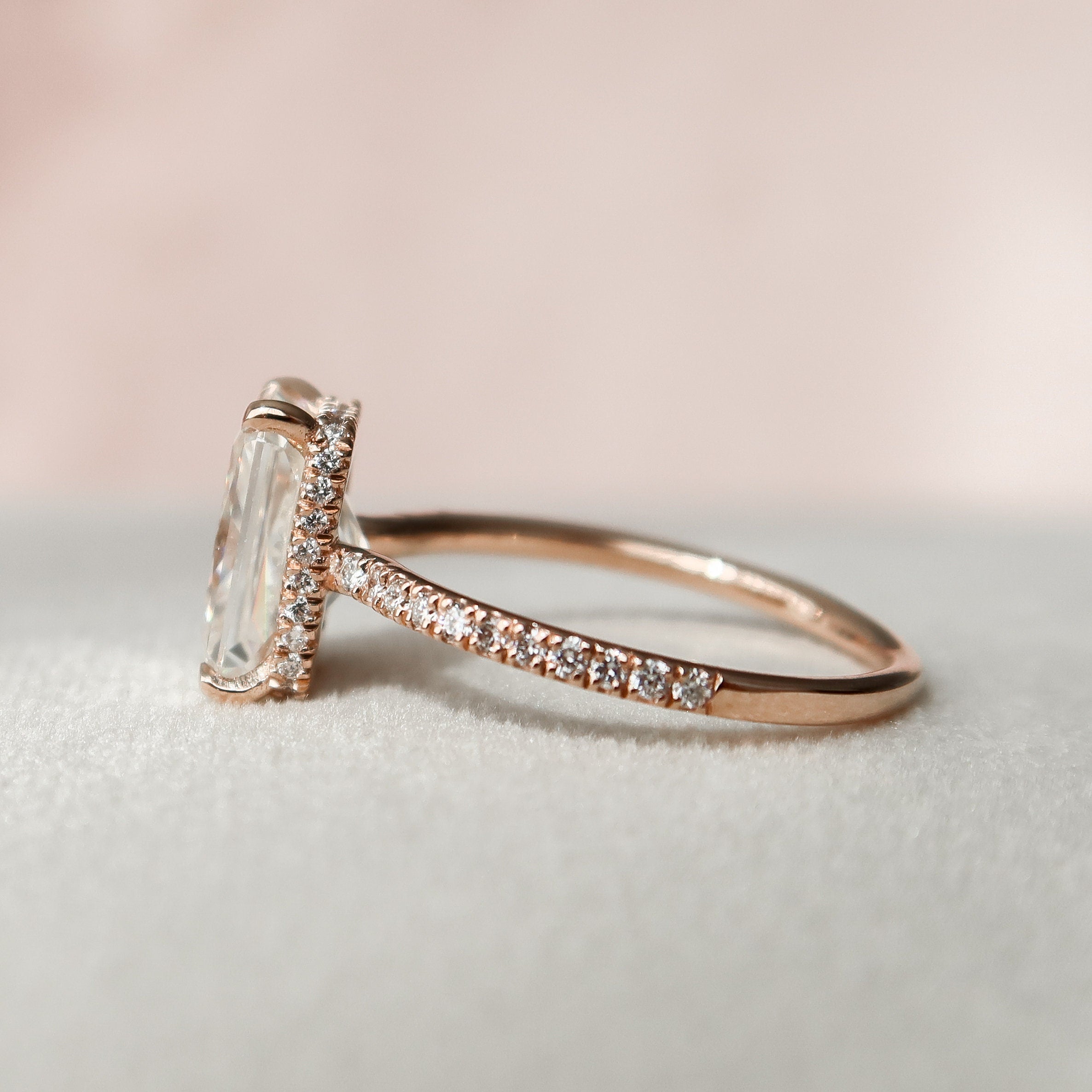 3.0 CT Radiant Pave Hidden Halo Moissanite Engagement Ring 3