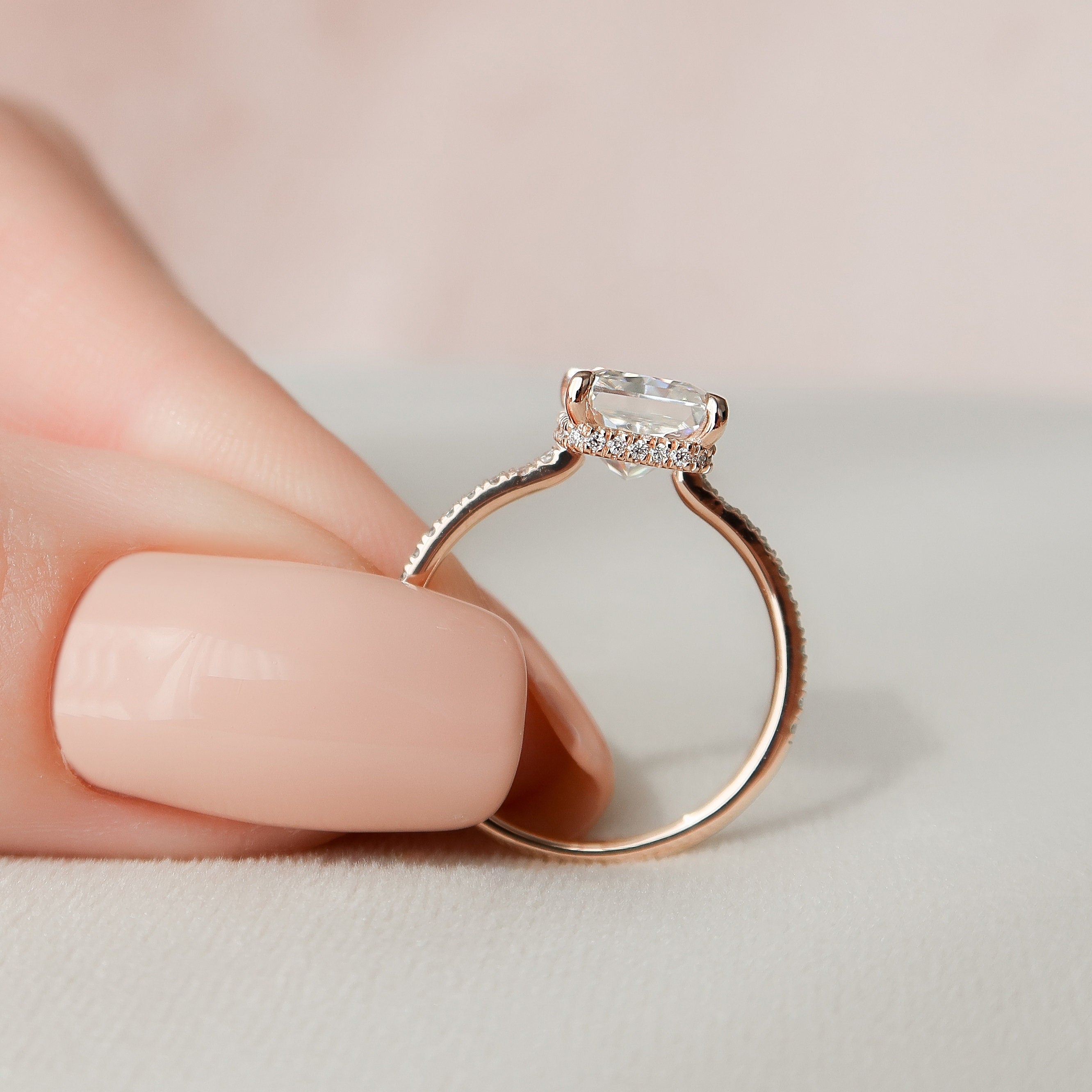 3.0 CT Radiant Pave Hidden Halo Moissanite Engagement Ring 7