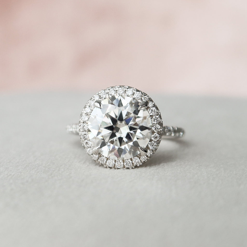3.5 CT Round Halo & Pave Style Moissanite Engagement Ring 8