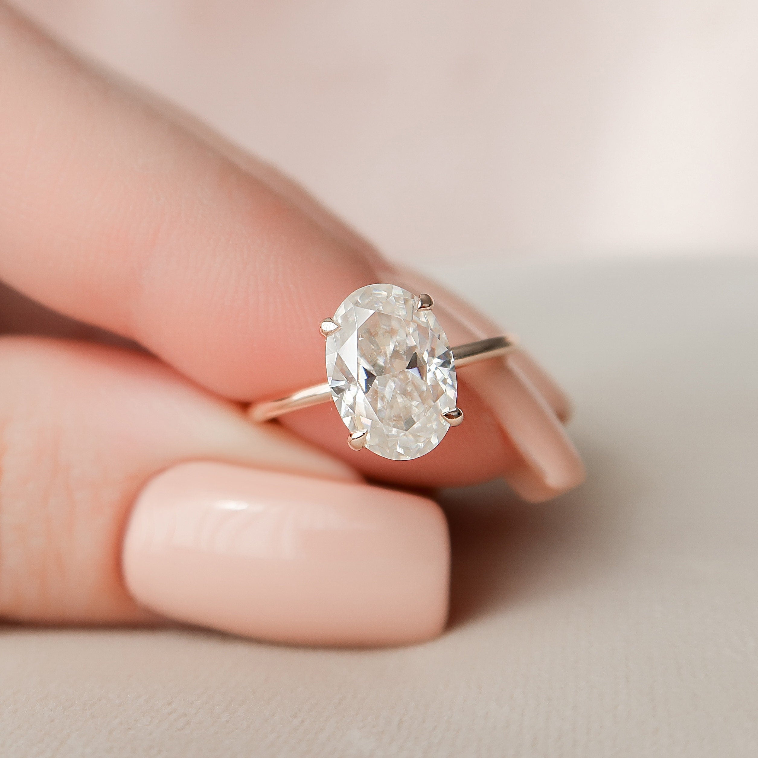 2.0 CT Oval Hidden Halo Moissanite Engagement Ring 5