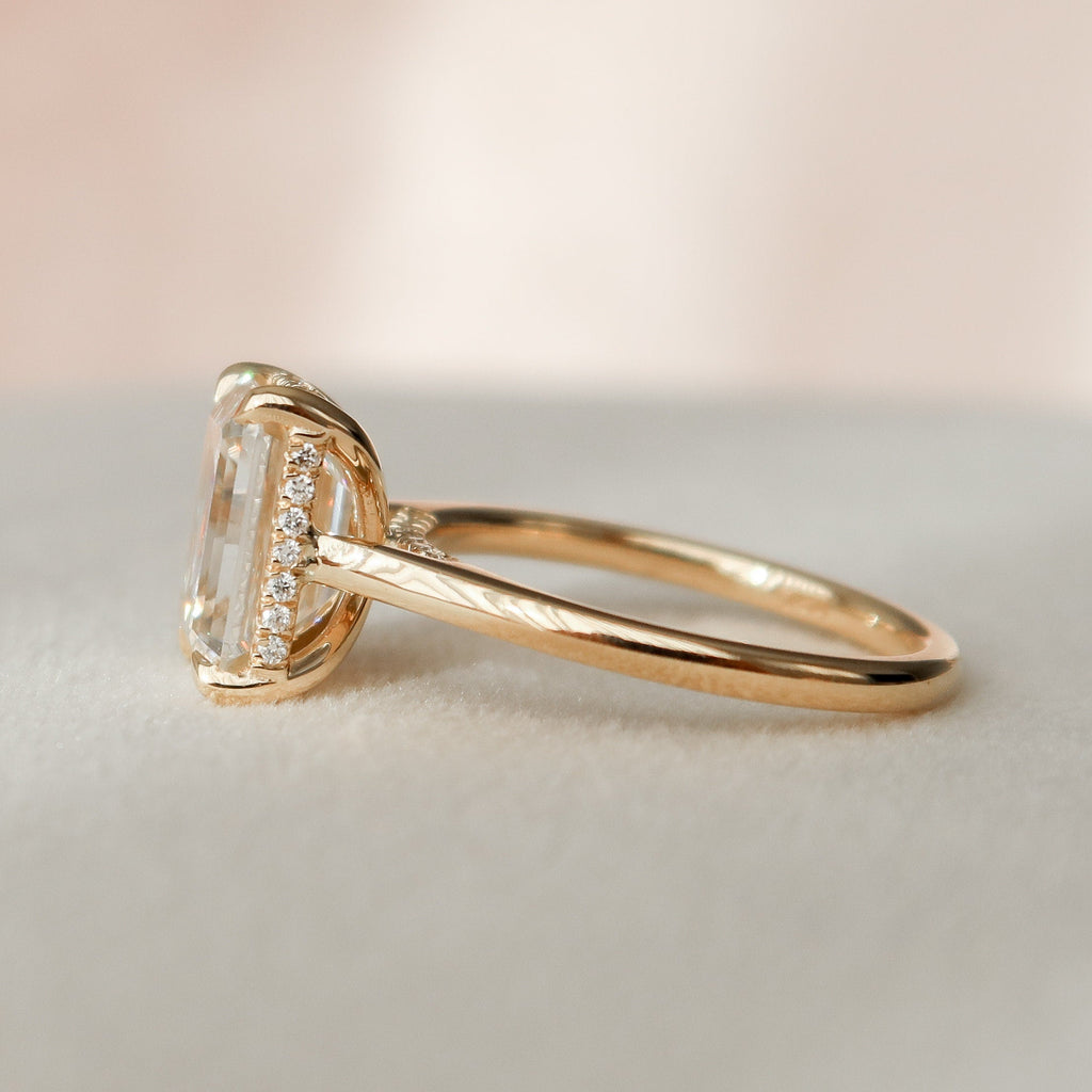 3.0 CT Emerald Cut Hidden Halo Moissanite Engagement Ring 5