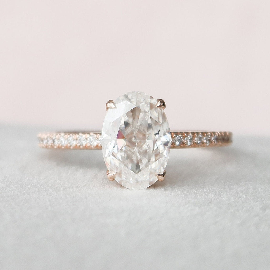 2.5 CT Oval Hidden Halo & Pave Setting Moissanite Engagement Ring 3