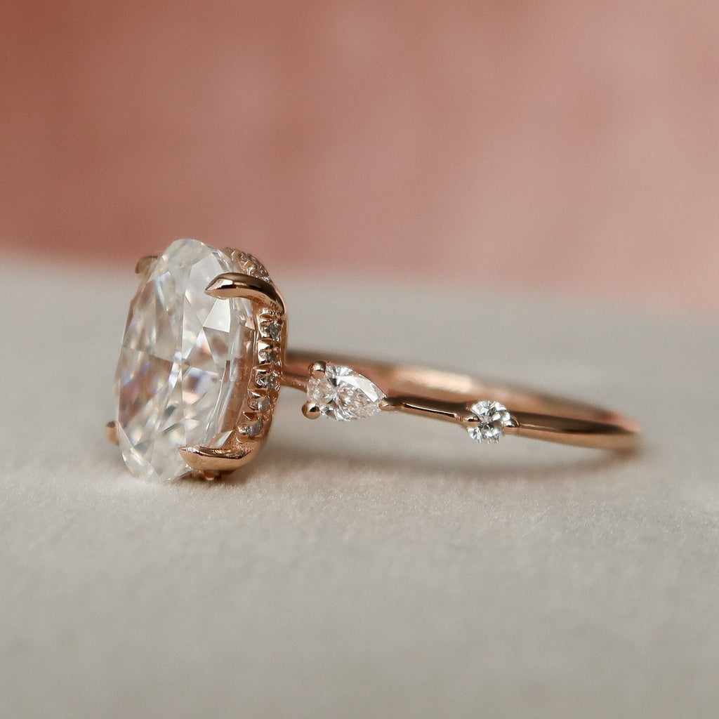 2.0 CT Oval Hidden Halo Moissanite Engagement Ring 5