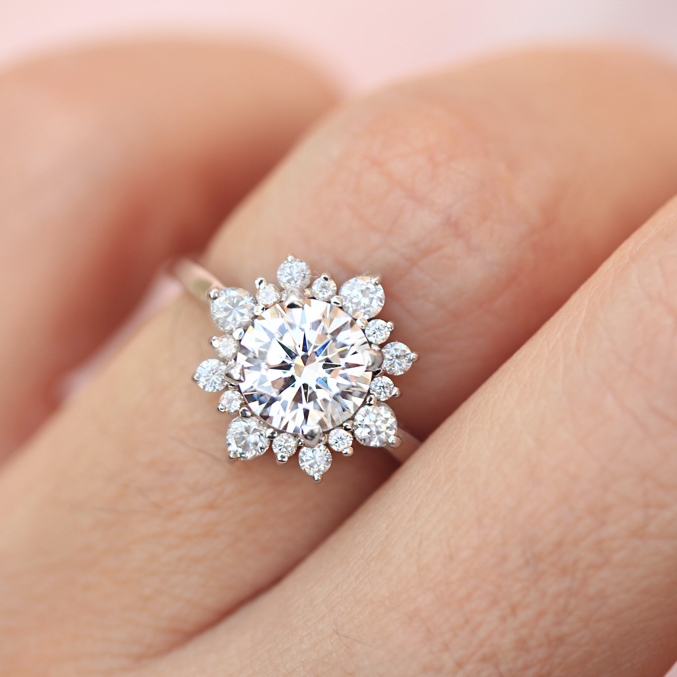 Round Halo Lab Grown Diamond Engagement Ring